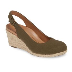 Vionic Olive Slingback Espadrille Wedges